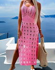 Openwork Slit Scoop Neck Sleeveless Cover Up