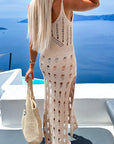 Openwork Slit Scoop Neck Sleeveless Cover Up