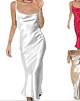 Satin Spaghetti Strap Dress - Perfect Beach Wedding Attire