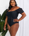 Marina West Swim Salty Air Puff Sleeve One-Piece in Black