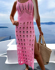 Openwork Slit Scoop Neck Sleeveless Cover Up