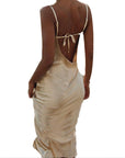 Satin Spaghetti Strap Dress - Perfect Beach Wedding Attire