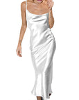Satin Spaghetti Strap Dress - Perfect Beach Wedding Attire