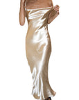 Satin Spaghetti Strap Dress - Perfect Beach Wedding Attire