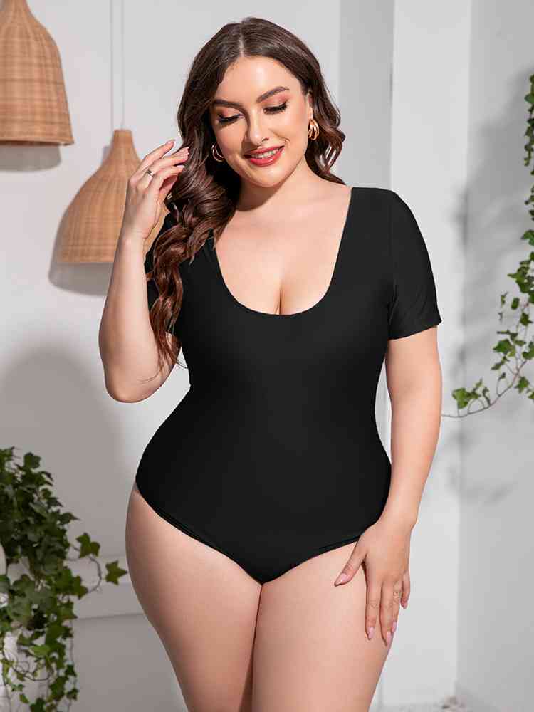 Short Sleeve One-Piece Swimsuit