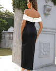 Resort Wear Off-Shoulder Black and White Vacation Dress