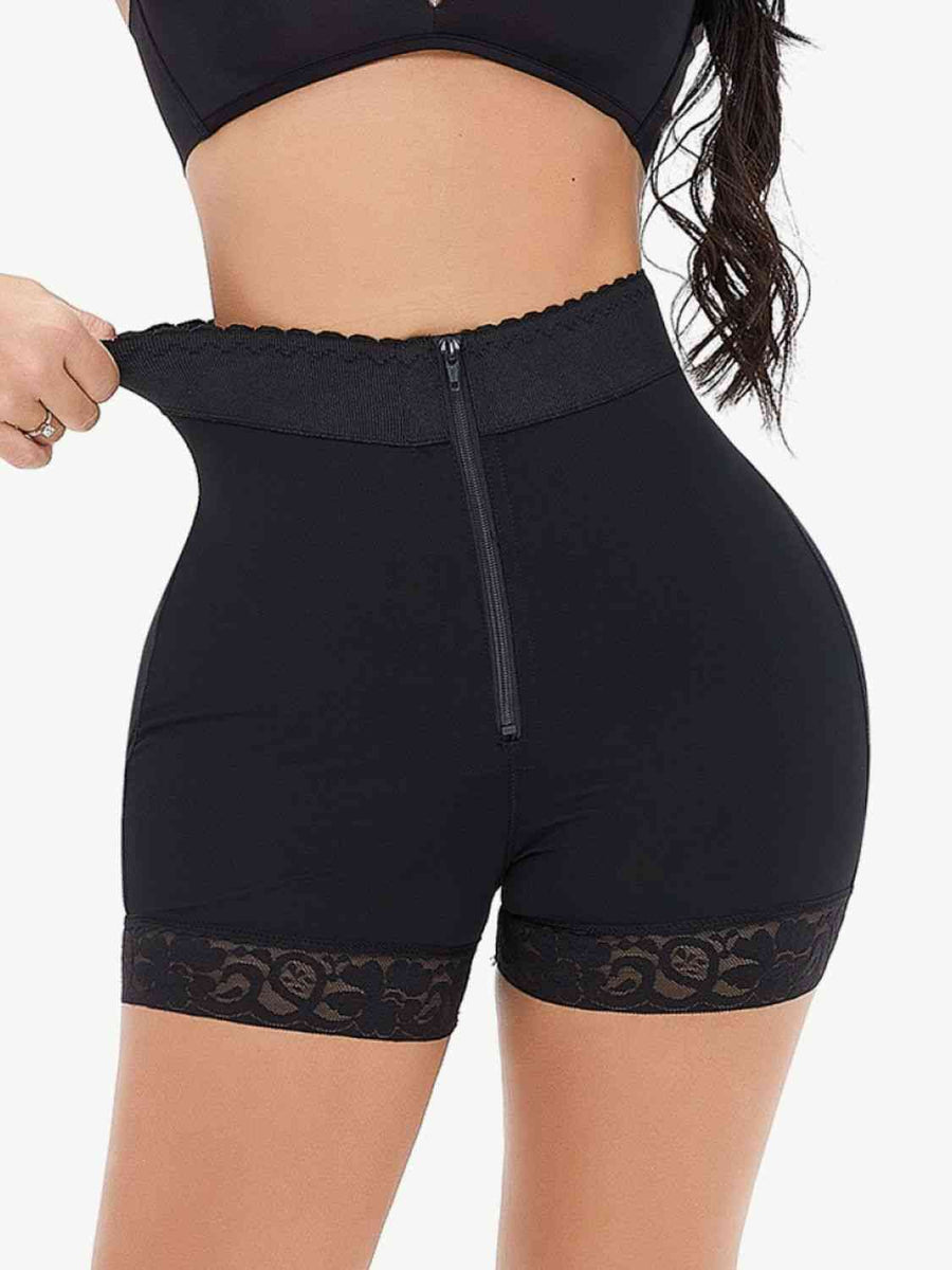 Zip-Up, Lace Trim, Shaping Shorts