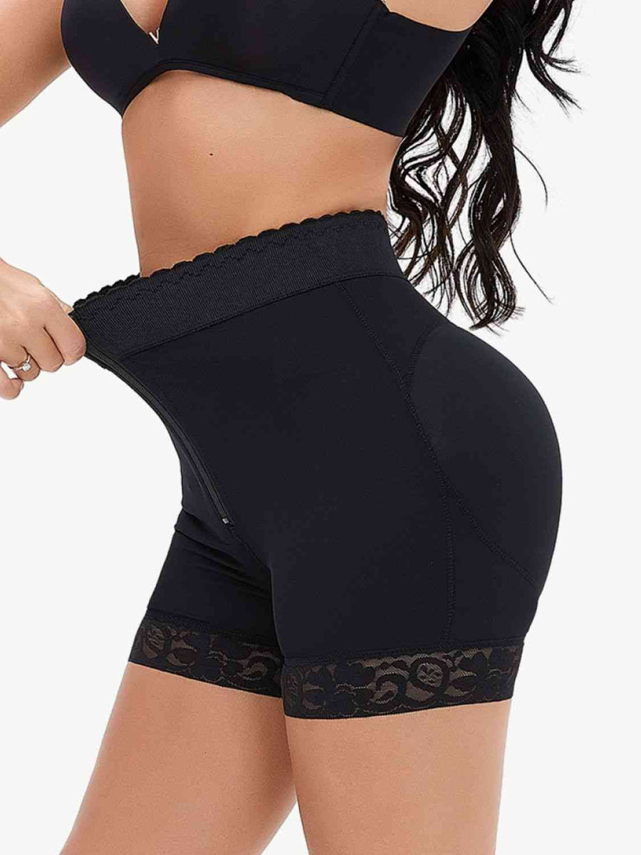 Zip-Up, Lace Trim, Shaping Shorts