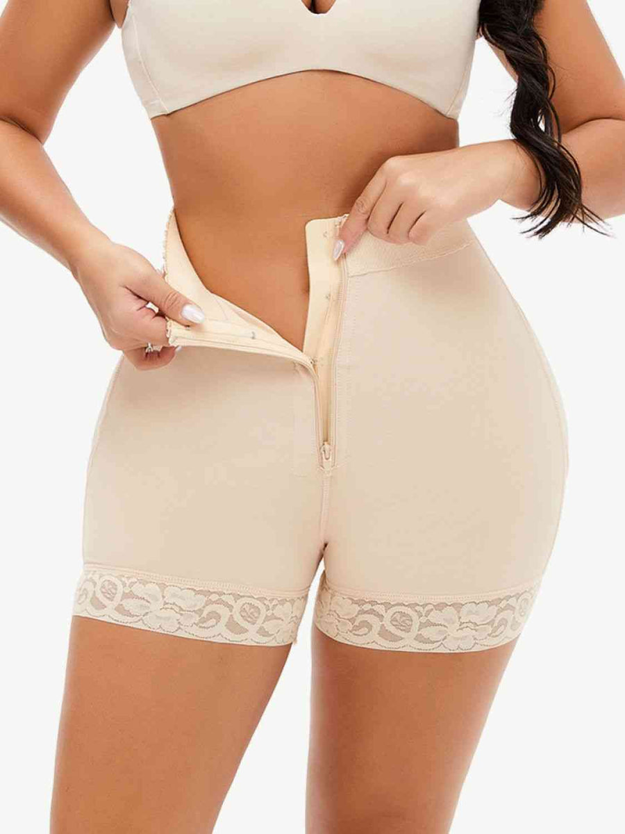 Zip-Up, Lace Trim, Shaping Shorts